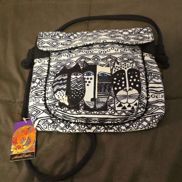 Laurel Burch Monochrome Cat Pattern Bag - Picture 1 of 8